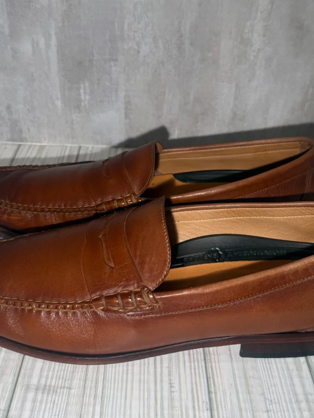 ECCO Mens 12 M Brown Leather Penny Loafers Phorene Comfort Made in Brazil